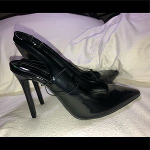 F21 faux patent leather pointy slingback heels NWT